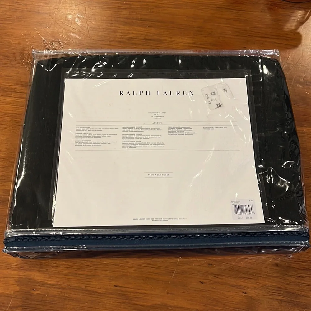 Polo Ralph Lauren Alsten Martini Bear Throw Blanket 54”x72” black cotton new